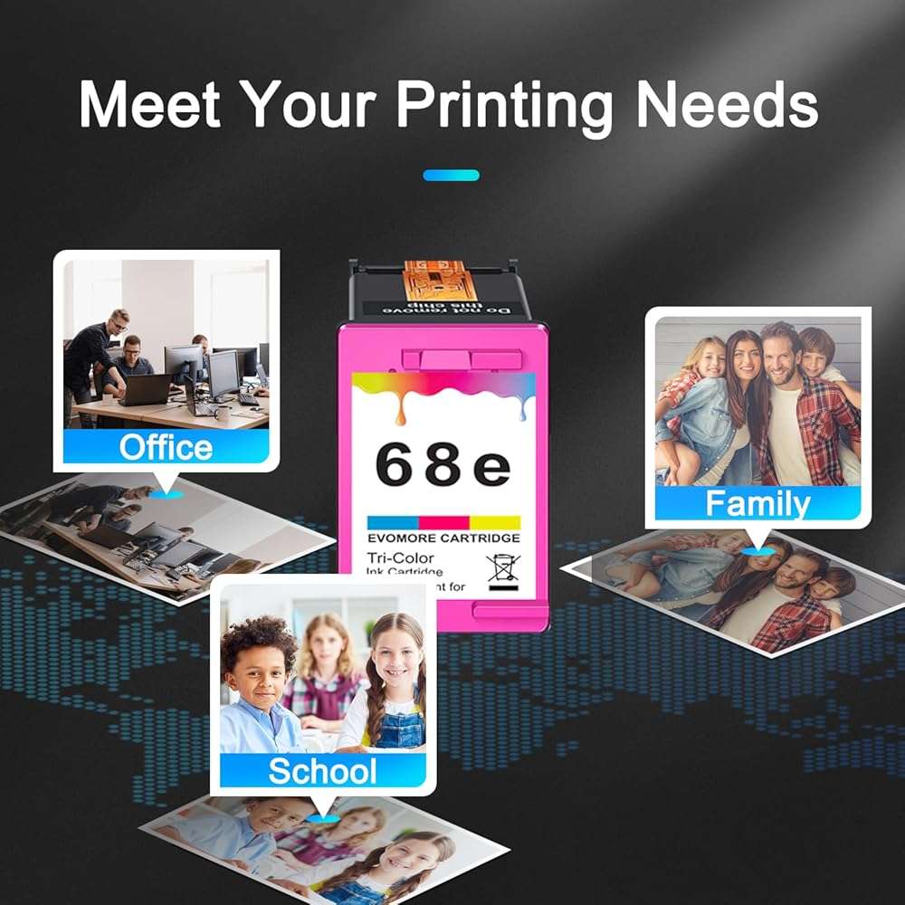 INSMAX 68XL Color Ink Cartridge Replacement for HP Ink 68 68e Ink Works for Envy 6100e 6500e Series 68e Compatible with 6155e 6555e 6152e 6552e 6558e 6165e (1 Tri-Color) - Image 4