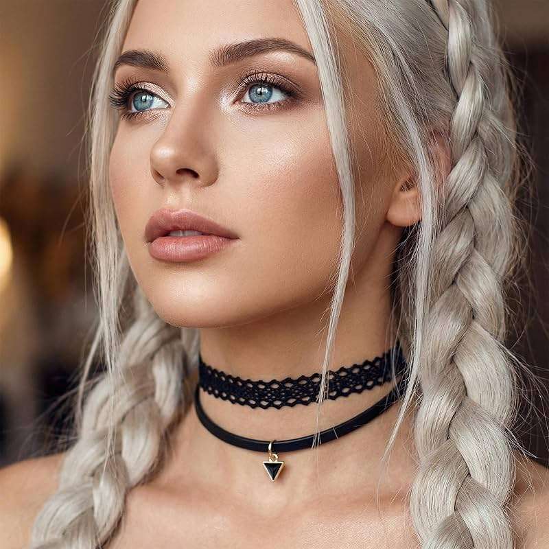 QFGasre Gothic Choker Necklace for Women Black Choker Necklace Lace Chokers 90s Outfits for Women Classic Gothic Lace Chokers Accessories Set Gifts 6Pcs - Image 8