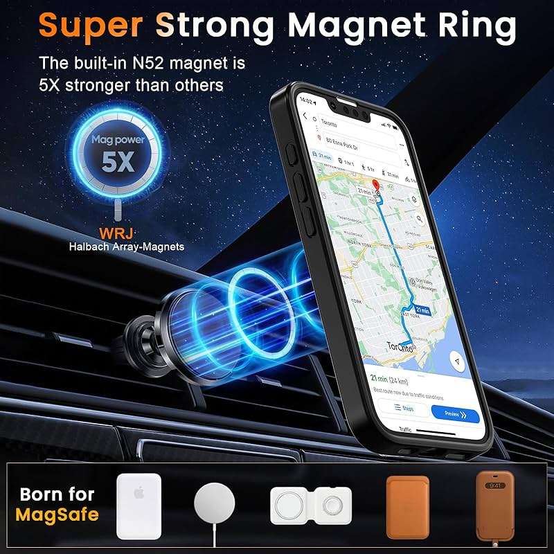 WRJ Magnetic Matte Case for iPhone 17e/iPhone 16e 6.1-Inch, [Compatible with Magsafe] [Military Grade Drop Protection] Slim Translucent Anti-Fingerprints Shockproof Protective Phone Case-Black - Image 3