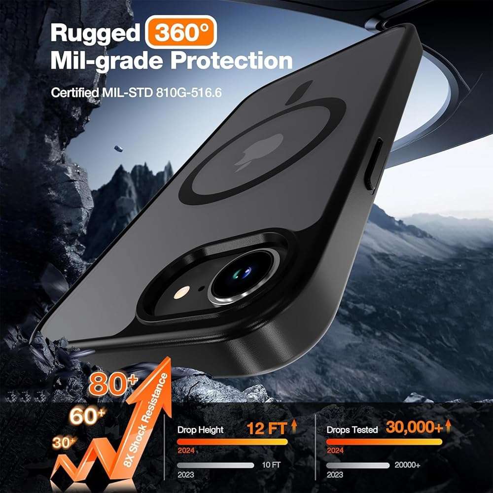 WRJ Magnetic Matte Case for iPhone 17e/iPhone 16e 6.1-Inch, [Compatible with Magsafe] [Military Grade Drop Protection] Slim Translucent Anti-Fingerprints Shockproof Protective Phone Case-Black - Image 4