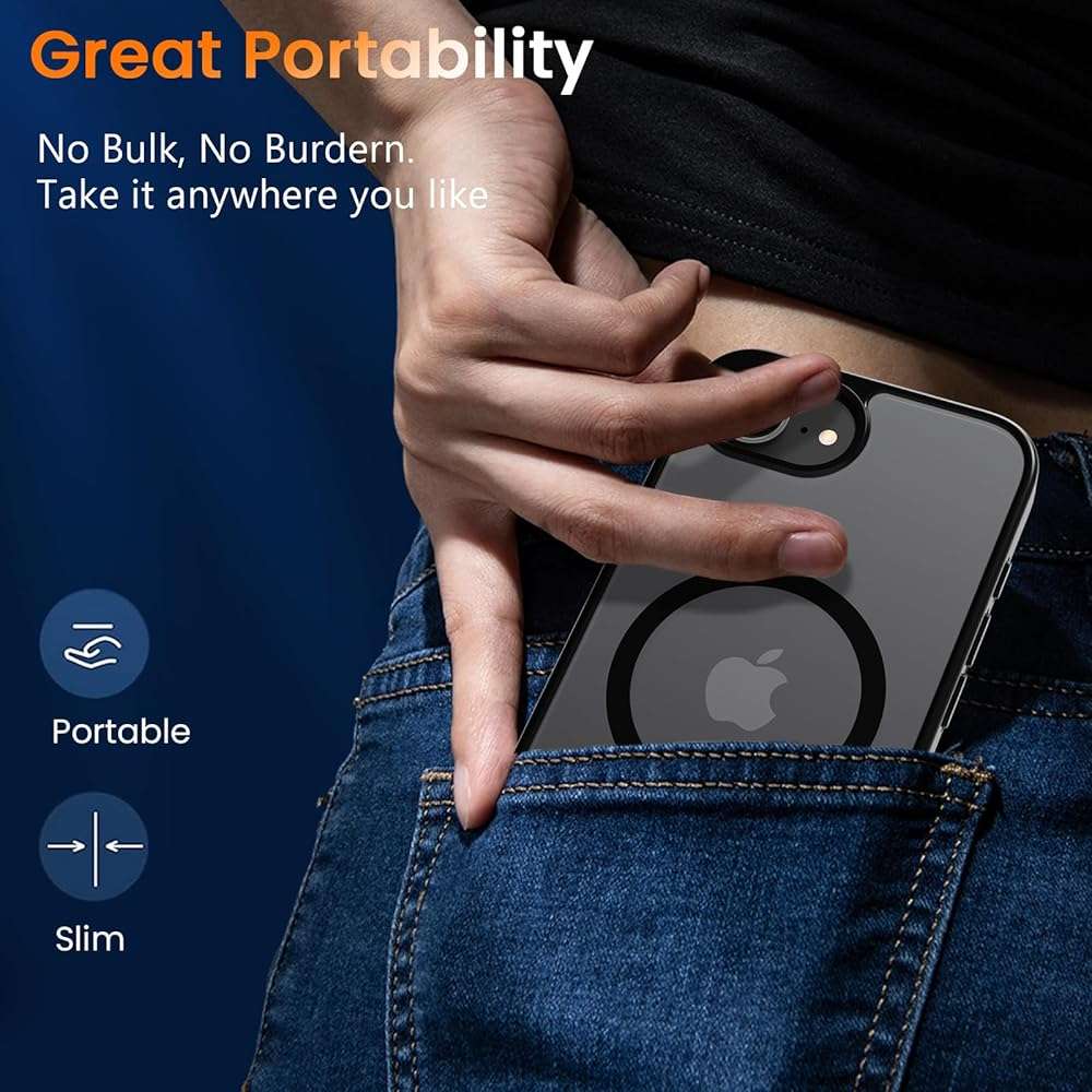 WRJ Magnetic Matte Case for iPhone 17e/iPhone 16e 6.1-Inch, [Compatible with Magsafe] [Military Grade Drop Protection] Slim Translucent Anti-Fingerprints Shockproof Protective Phone Case-Black - Image 7