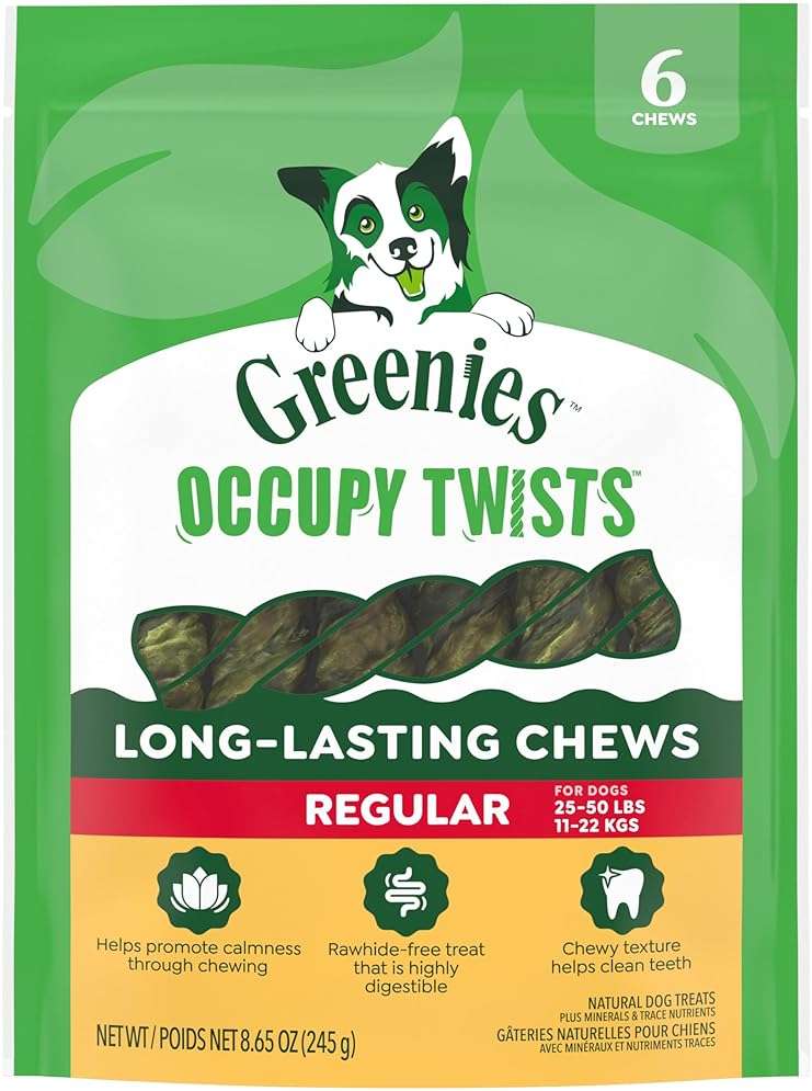 Greenies Occupy Twists Natural Dog Treats Regular Breed Size Chicken Flavor, 8.65 oz. Pack, 6 Count - Image 1