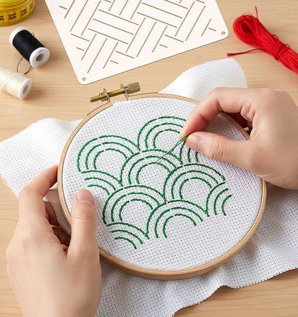 8Pcs Sashiko Stencil, 5.12 x 5.17 Inch Plastic Quilting Stencils for Hand Quilting Sashiko Template Geometric Pattern Grid Stencils Perfect for Hand-Quilting & Embroidery, 2.5mm Thick - Image 2