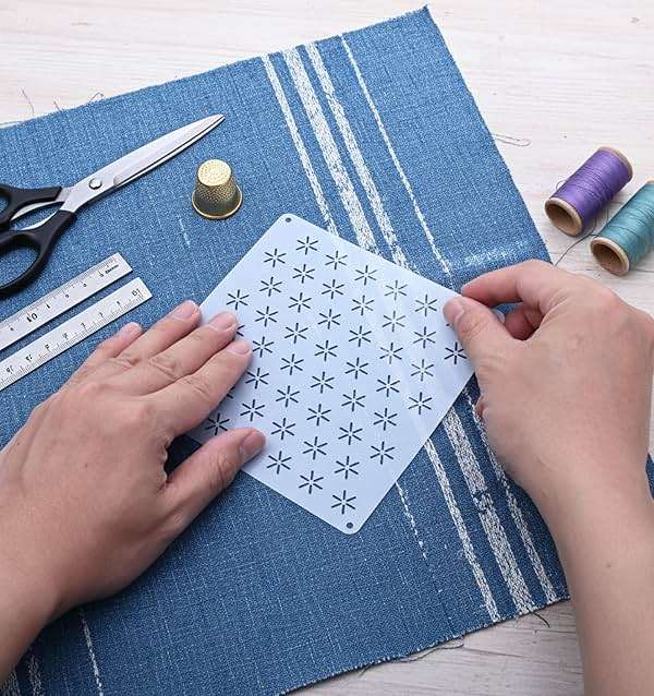 8Pcs Sashiko Stencil, 5.12 x 5.17 Inch Plastic Quilting Stencils for Hand Quilting Sashiko Template Geometric Pattern Grid Stencils Perfect for Hand-Quilting & Embroidery, 2.5mm Thick - Image 7
