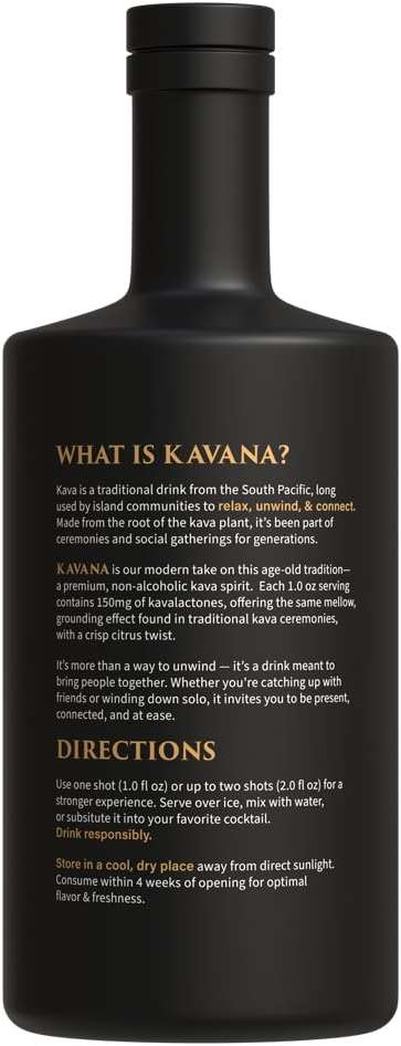 Kavana Kava Spirit 25 Oz - Alcohol-Free & Sugar-Free Kava Root Drink, Plant-Based Zero-Proof Alternative with Natural Citrus Flavor, Smooth Mocktails Non-Alcoholic Drinks Botanical Spirit, Made in USA - Image 3