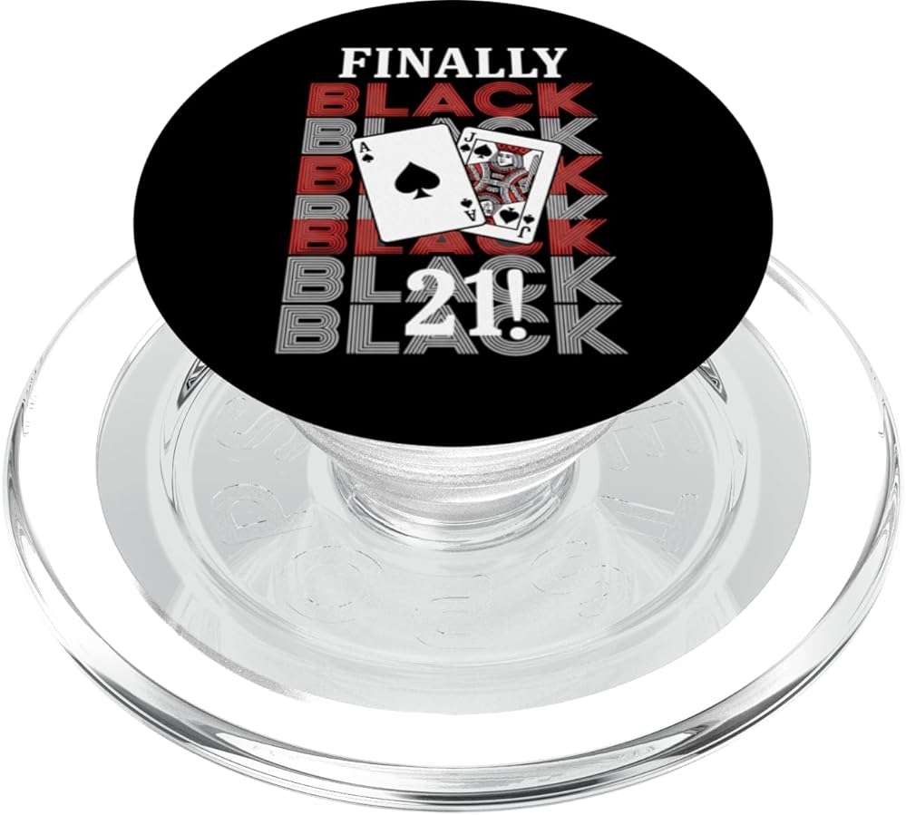 Board & Card Games Blackjack 21 Finally Black Ace & Jack PopSockets PopGrip for MagSafe - Image 1