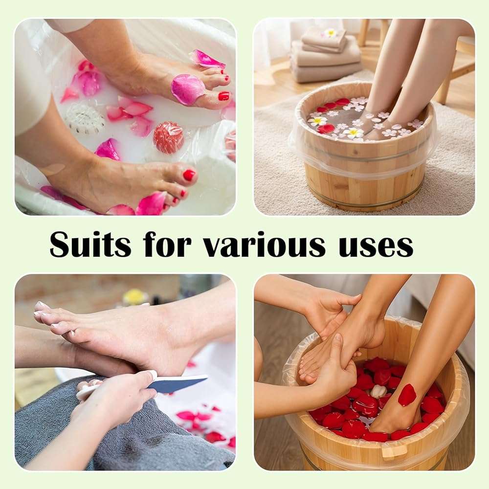 ForraFun 200 Pcs Disposable Foot Bath Liners Bulk for Ionic Detox Tub Individual Hygienic Plastic Non Toxic Pedicure Spa Foot Basin Tub Liners, 26 x 22 Inches - Image 5