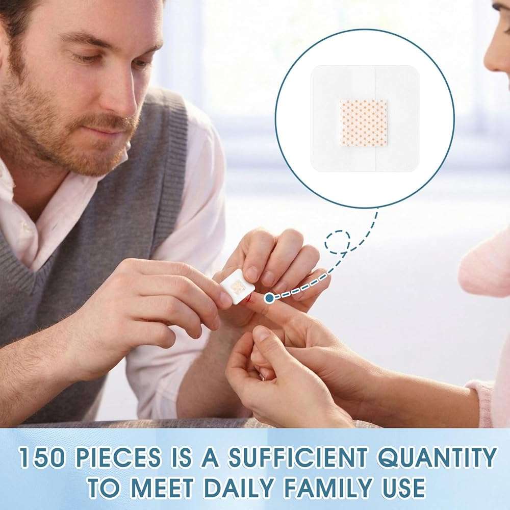 Geiserailie 150 Pcs 1 Inch Clear Waterproof Adhesive Bandage Small Square Flexible Adhesive Bandages for Adult Minor Cuts, Abrasions, and Fingertip Wounds Care, Stays on Skin in Shower or Pool - Image 6