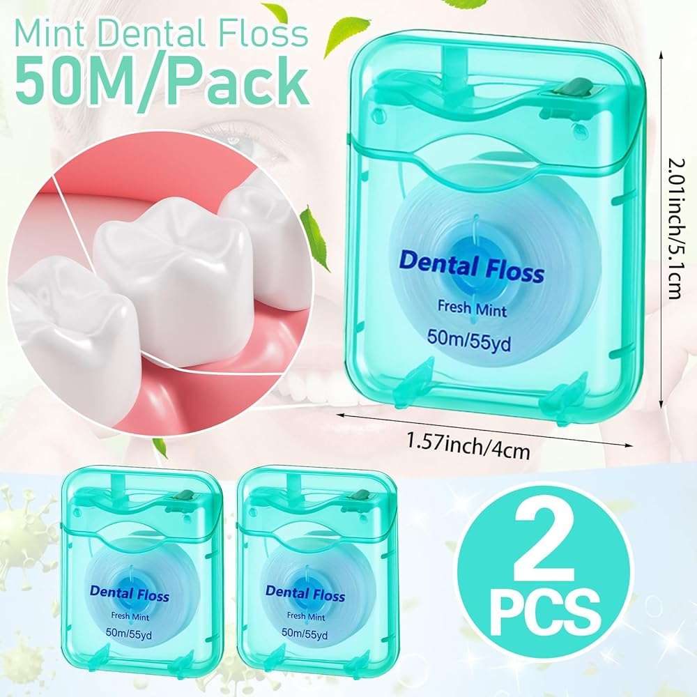 Sibba 2Pcs Deep Clean Dental Floss, Expanding Waxed Dental Floss for Daily Oral Care, Fresh Mint Smooth-Sliding Teeth String for Individuals with Tight & Small Gaps, 55Yd - Image 2