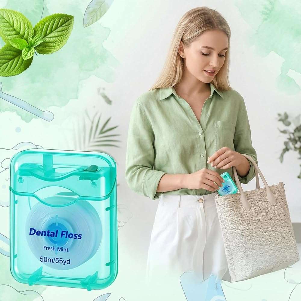 Sibba 2Pcs Deep Clean Dental Floss, Expanding Waxed Dental Floss for Daily Oral Care, Fresh Mint Smooth-Sliding Teeth String for Individuals with Tight & Small Gaps, 55Yd - Image 7