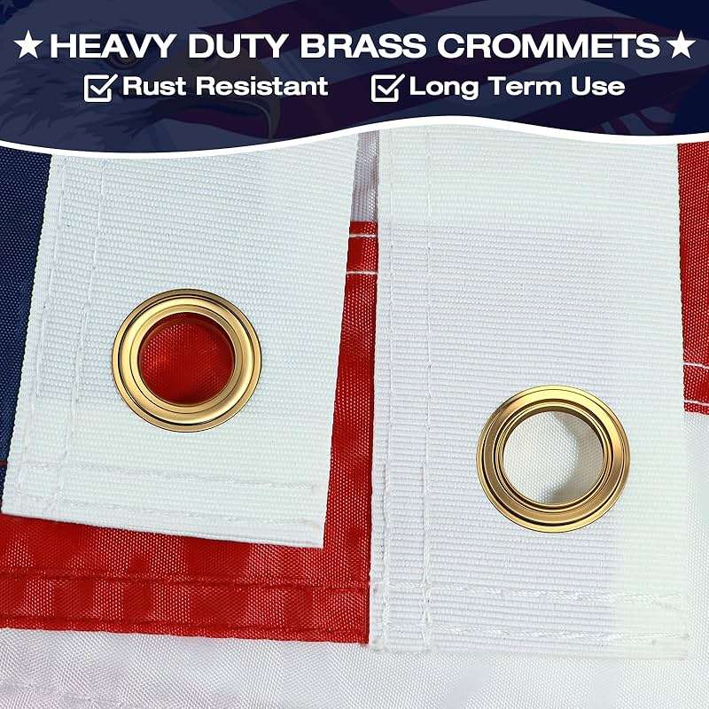American Flags for Outside 3x5 Ft American Flag Outdoor Heavy Duty, USA Flag residential, US Flags High Wind Embroidered Stars, Sewn Stripes, Thick Spun Polyester UV Fade Resistant, Brass Grommets - Image 3