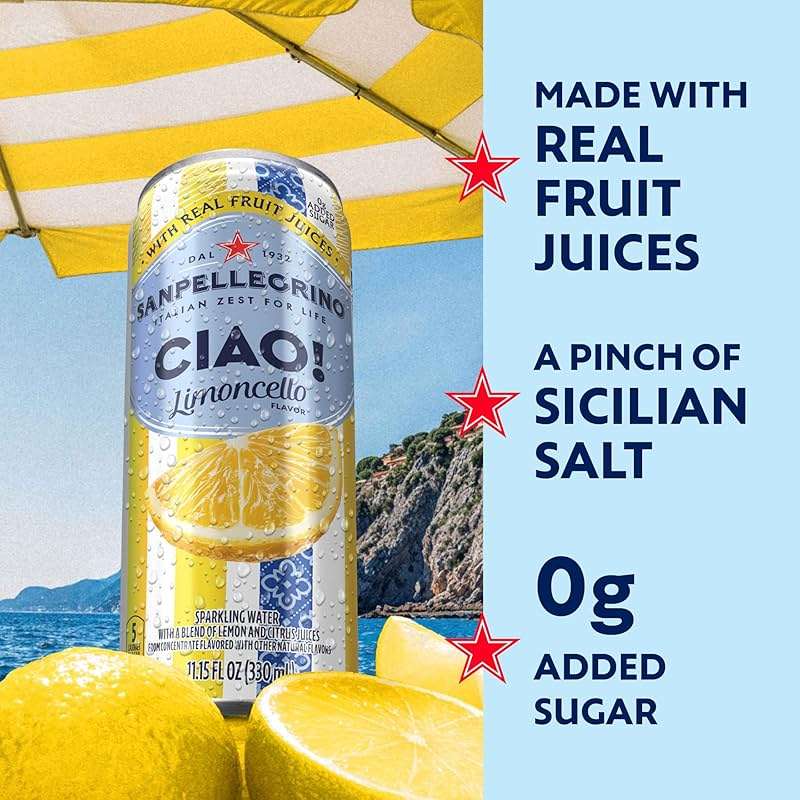 Sanpellegrino Ciao Limoncello Flavored Sparkling Water, Italian Sparkling Water, 24Pk - Image 5