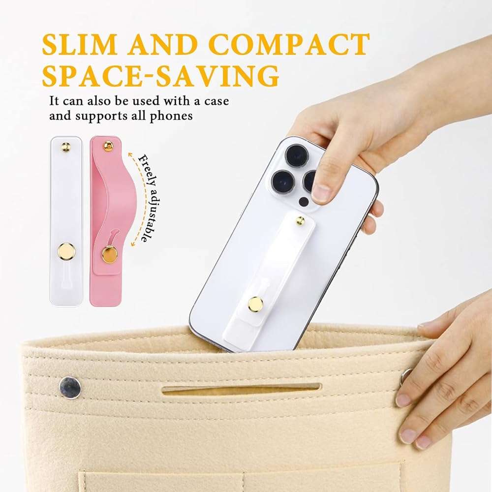 2-Pack White Silicone Phone Strap with Kickstand - Versatile Grip & Holder for Most Phones and Cases (Transparent * 1 + Light Pink * 1) - Image 6