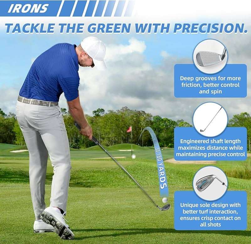 XDriveMax 10 Pieces Complete Mens Womens Golf Clubs Set Right Hand for Men Women Includes Stand Bag with Rain Hood, 1#Driver 3#Wood #5 Hybrid,with 3 Head Covers, 6# 7# 8# 9# PW# Irons and Putter - Image 3