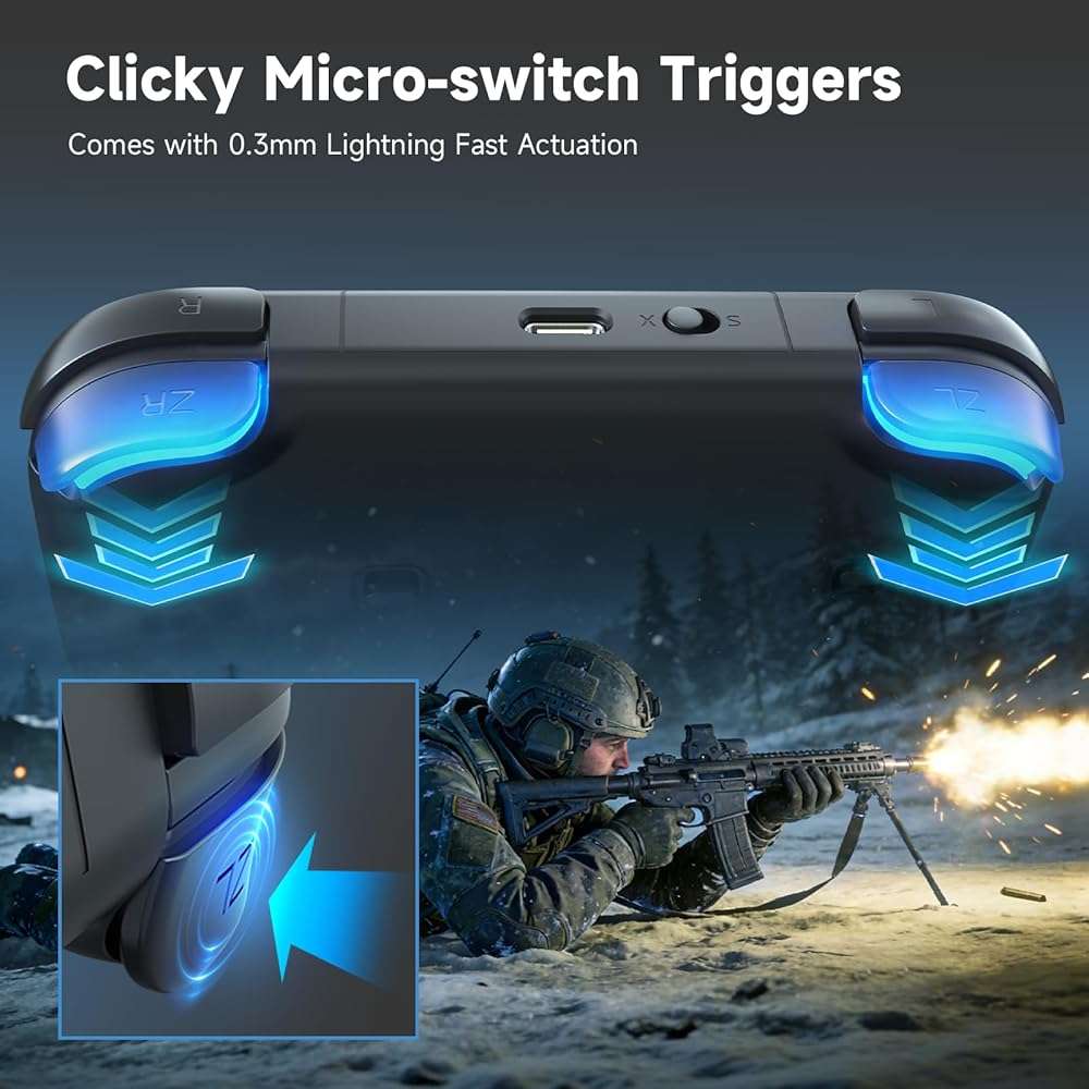 AceGamer Wireless Pocket Controller for Nintendo Switch/Switch 2/Android/iOS/PC/Steam Deck/Phone,1000Hz Polling Rate, Bluetooth Controller with Lift-and-Lock Joysticks/6-Axis Gyroscope/Turbo/Vibration (Black) - Image 7