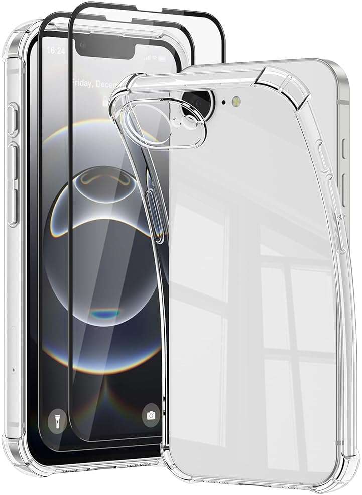 Vanjua for iPhone 16e / iPhone 17e Case, Soft Slim Clear Phone Cases Shockproof Protective Cover with Screen Protector Compatible with iPhone 16e / iPhone 17e 6.1" - Image 1