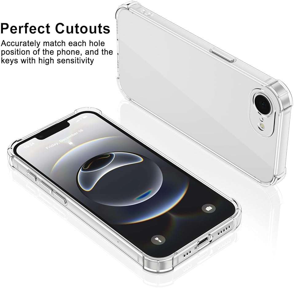 Vanjua for iPhone 16e / iPhone 17e Case, Soft Slim Clear Phone Cases Shockproof Protective Cover with Screen Protector Compatible with iPhone 16e / iPhone 17e 6.1" - Image 5