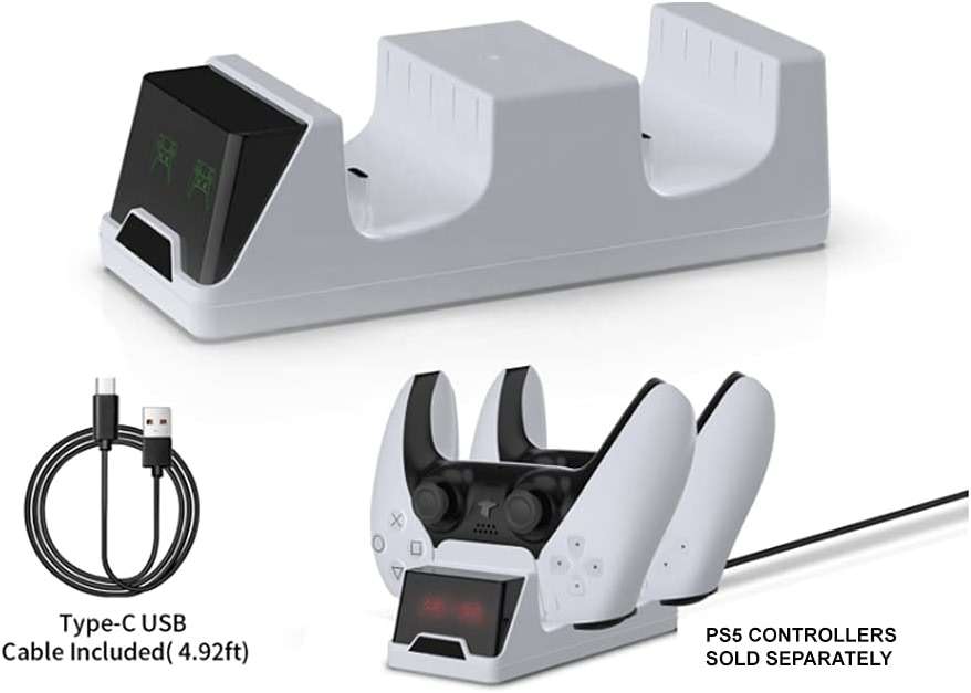 PlayStation 5 Slim Digital Edition Console, Controller and Mytrix Controller Charger - White, Slim PS5 825GB PCIe SSD Gaming Console - Image 7