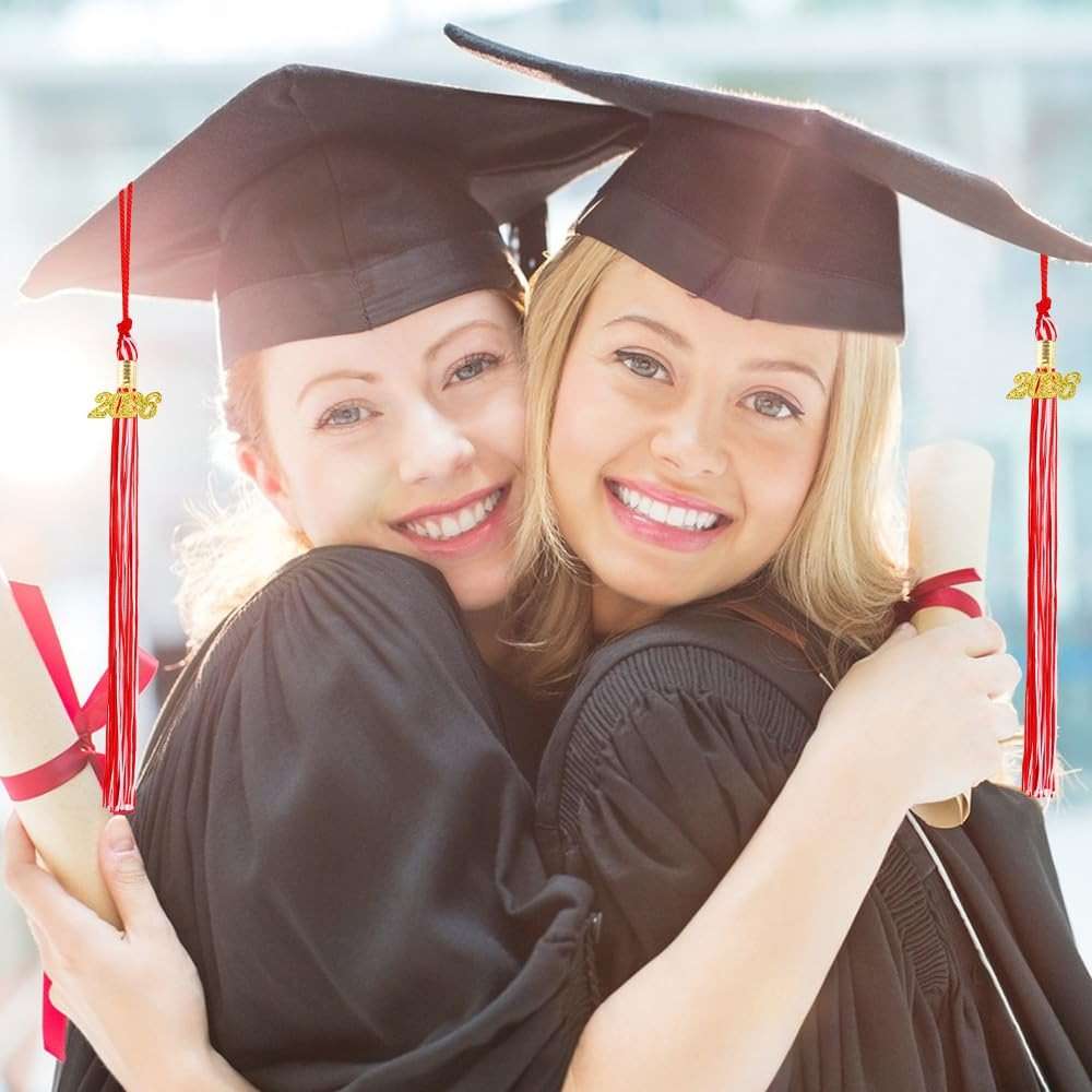 2026 Tassel Graduation, 2 Pcs Graduation Tassel 2026, 2026 Tassels, Graduate Cap Tassels with 2026 Gold Charm for Graduations Cap Graduate Hat Decorations Ceremonies Accessories, Red and White - Image 6