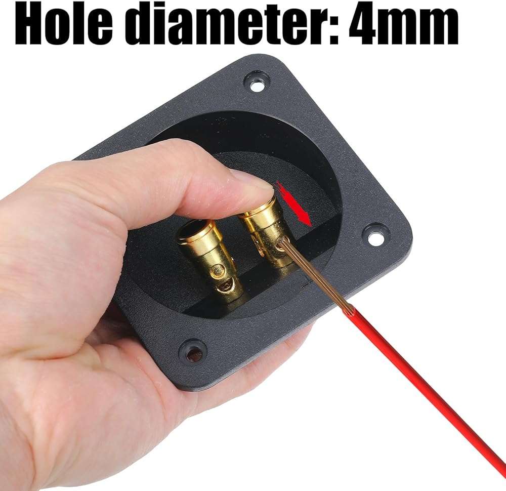 2 Pcs 3.1 Inch Square 2-Way Speaker Box Terminal Cup Double Binding Round Gold Plate Push Spring Loaded Jacks Speaker Terminal Binding Post Cup Connector with Sponge Cushion and Mounting Screws - Image 4