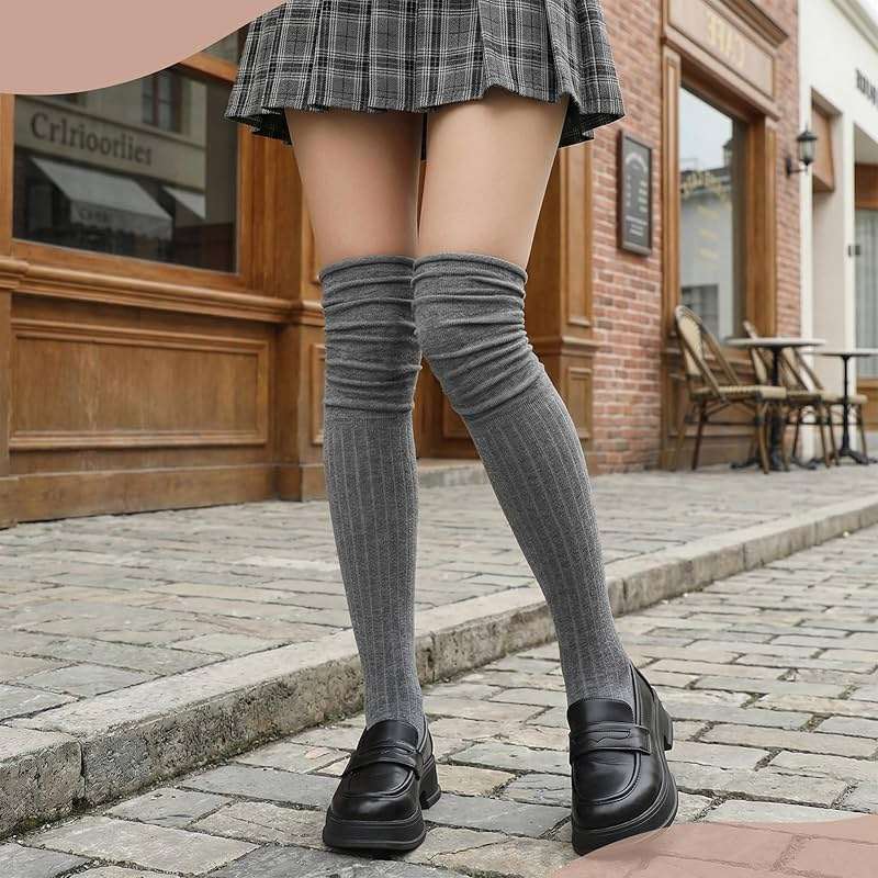scenicamp 4 Pairs Women Thigh High Boots Socks Long Over The Knee Socks Gifts Long Fashion Stretchy Knee High Sock for Boots - Image 3
