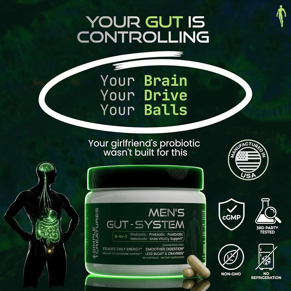 Simple Creatures Akkermansia Probiotic for Men - AKK11™ 5-in-1: GLP-1 Support · Debloat · Complete Gut Health · Male Drive · Energy | Synbiotic | Boron & Tongkat Ali | 60 Caps - Image 5