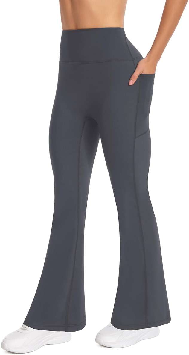 BELYQLY Women's High Waist Yoga Pants, with Side Pockets Flared Leggings, Workout Bell Bottoms - Image 5