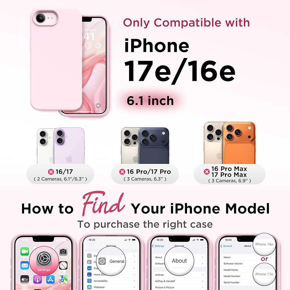 GolbinBox Magnetic for iPhone 17e Case & iPhone 16e Case, Compatible with MagSafe, [Soft Anti-Scratch Microfiber Lining], Slim Liquid Silicone Shockproof Protective Phone Case 6.1 inch, Chalk Pink - Image 2
