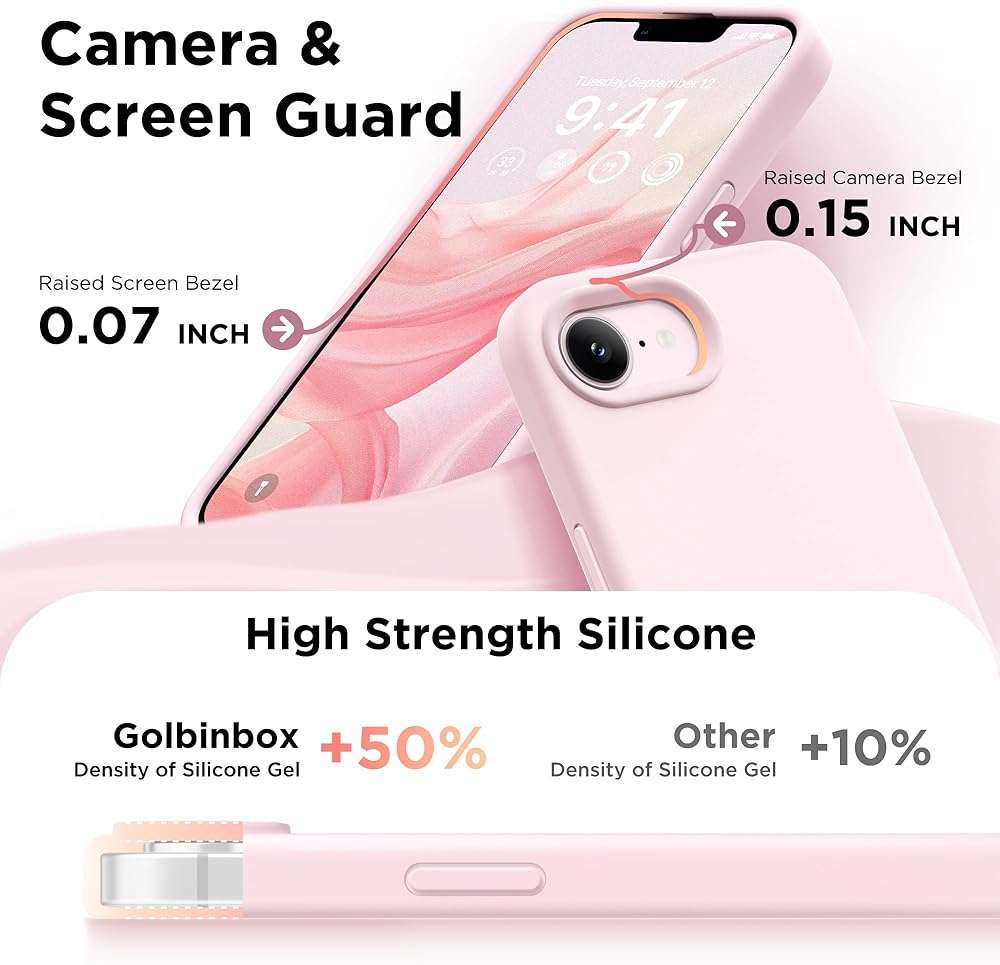 GolbinBox Magnetic for iPhone 17e Case & iPhone 16e Case, Compatible with MagSafe, [Soft Anti-Scratch Microfiber Lining], Slim Liquid Silicone Shockproof Protective Phone Case 6.1 inch, Chalk Pink - Image 6