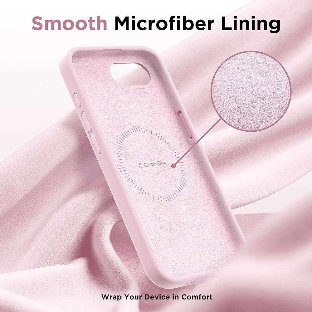 GolbinBox Magnetic for iPhone 17e Case & iPhone 16e Case, Compatible with MagSafe, [Soft Anti-Scratch Microfiber Lining], Slim Liquid Silicone Shockproof Protective Phone Case 6.1 inch, Chalk Pink - Image 7