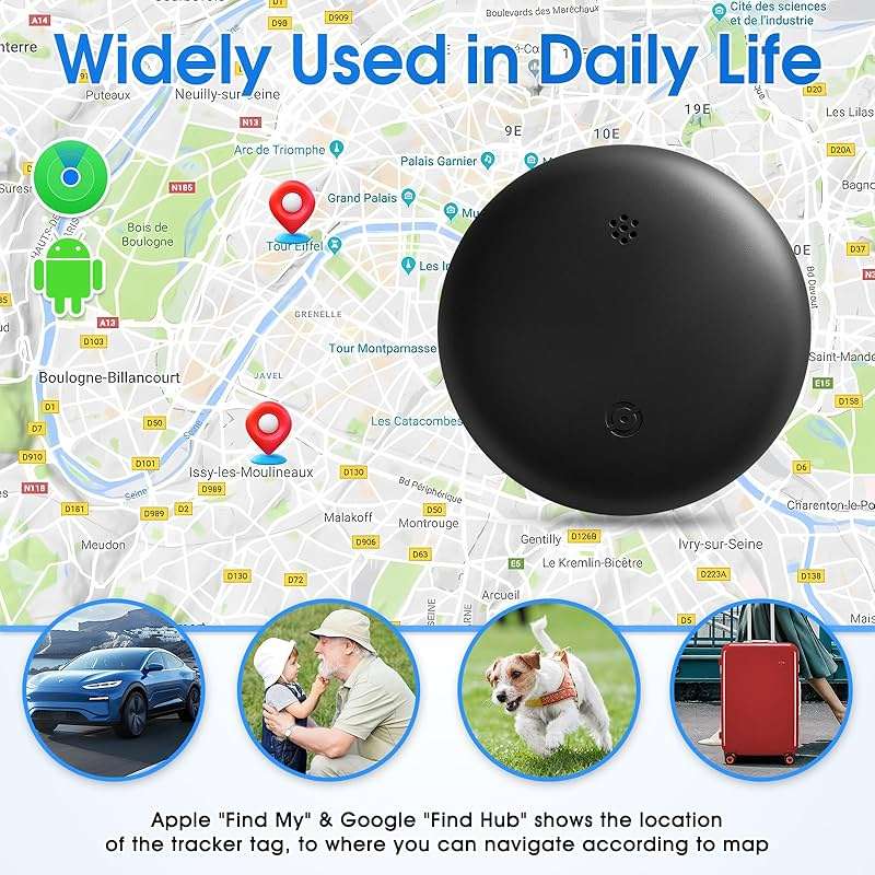 Mini GPS Tracker for Vehicles (Universally for Android & iOS), Hidden Car Location Tracker w/Magnetic Case, Item Finder for Google Find Hub & iOS Find My No Monthly Fees, Black - Image 4