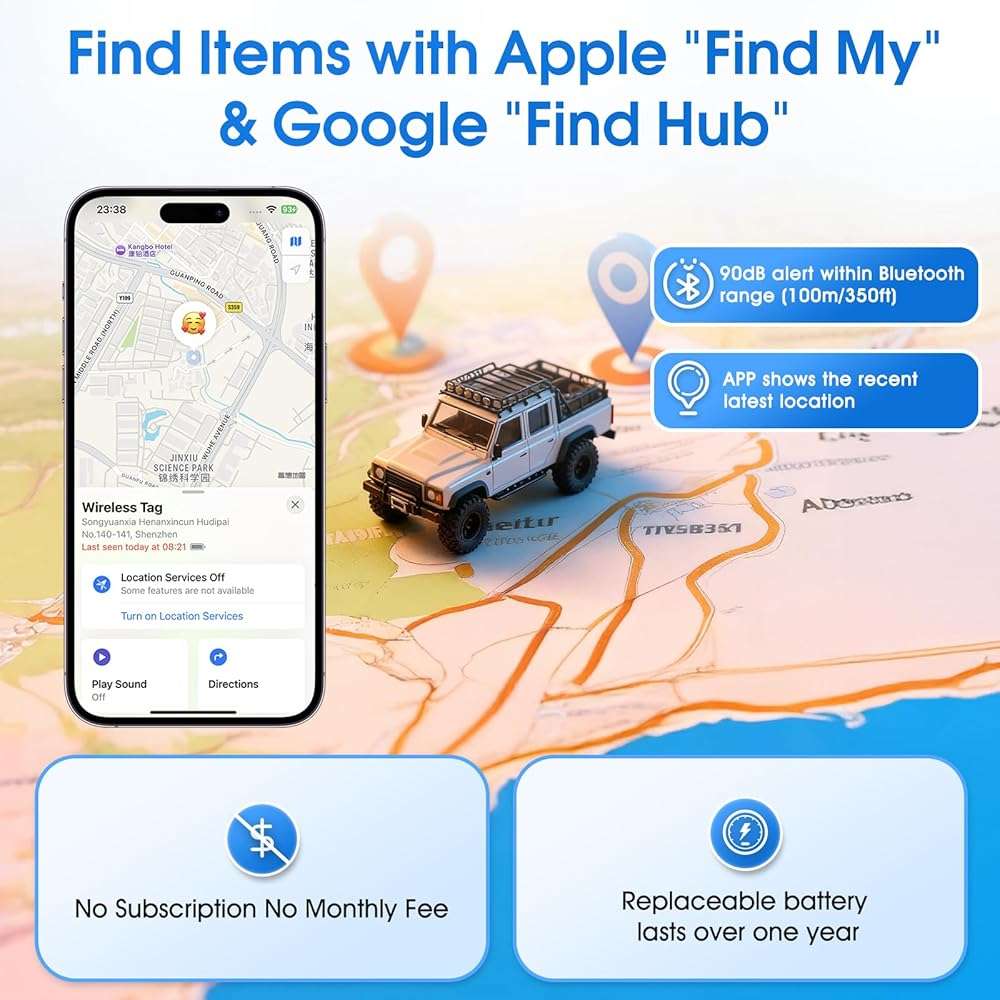 Mini GPS Tracker for Vehicles (Universally for Android & iOS), Hidden Car Location Tracker w/Magnetic Case, Item Finder for Google Find Hub & iOS Find My No Monthly Fees, Black - Image 6