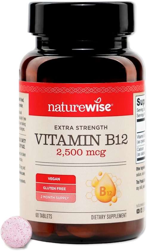 NatureWise Vitamin B12 Extra Strength 2500mcg - B12 Supplement for Energy + Mental Clarity & Nervous System Support - Easy-to-Swallow, Vegan & Non-GMO - USA Manufactured - 60 Tablets[60-Day Supply] - Image 1