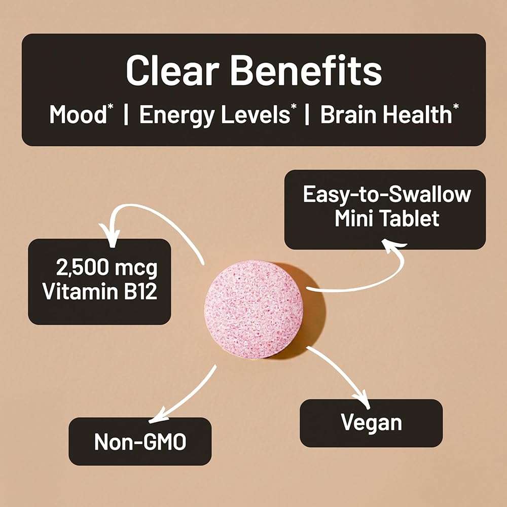 NatureWise Vitamin B12 Extra Strength 2500mcg - B12 Supplement for Energy + Mental Clarity & Nervous System Support - Easy-to-Swallow, Vegan & Non-GMO - USA Manufactured - 60 Tablets[60-Day Supply] - Image 3