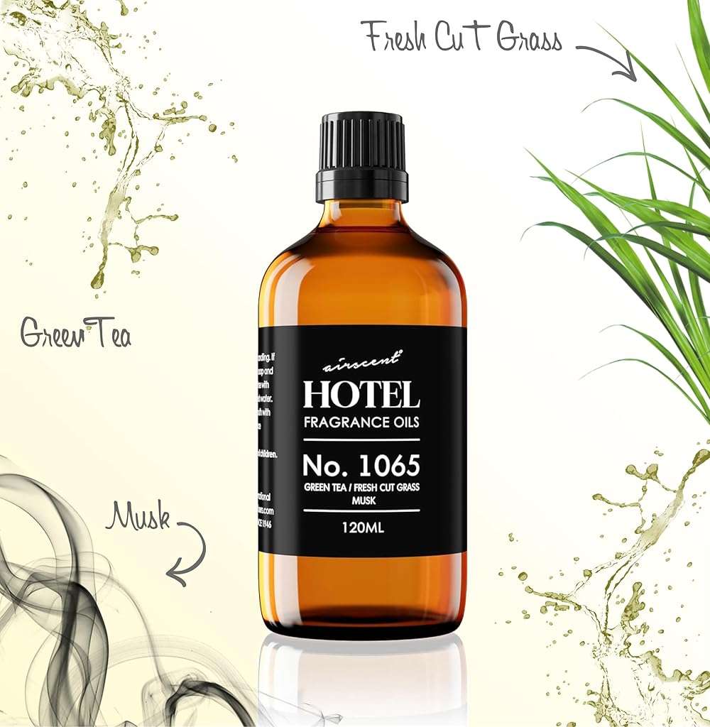AirScent Hotel Diffuser Oil No. 1065 - Green Tea & Fresh Cut Grass - Premium Fragrance Oil for Ultrasonic and Waterless Diffusers and Crafting - 10 mL, 0.34 fl oz Glass Dropper Bottle - Image 4