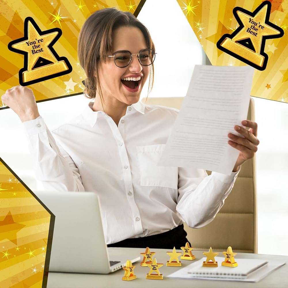 Leinuosen 50 Pcs Mini Resin Star Trophy Figurines Tiny Bulk Inspirational Award Trophy Miniatures You are The Best Employee Appreciation Gifts for Events Recognition Adults Office Graduation - Image 2