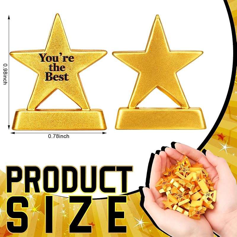 Leinuosen 50 Pcs Mini Resin Star Trophy Figurines Tiny Bulk Inspirational Award Trophy Miniatures You are The Best Employee Appreciation Gifts for Events Recognition Adults Office Graduation - Image 3