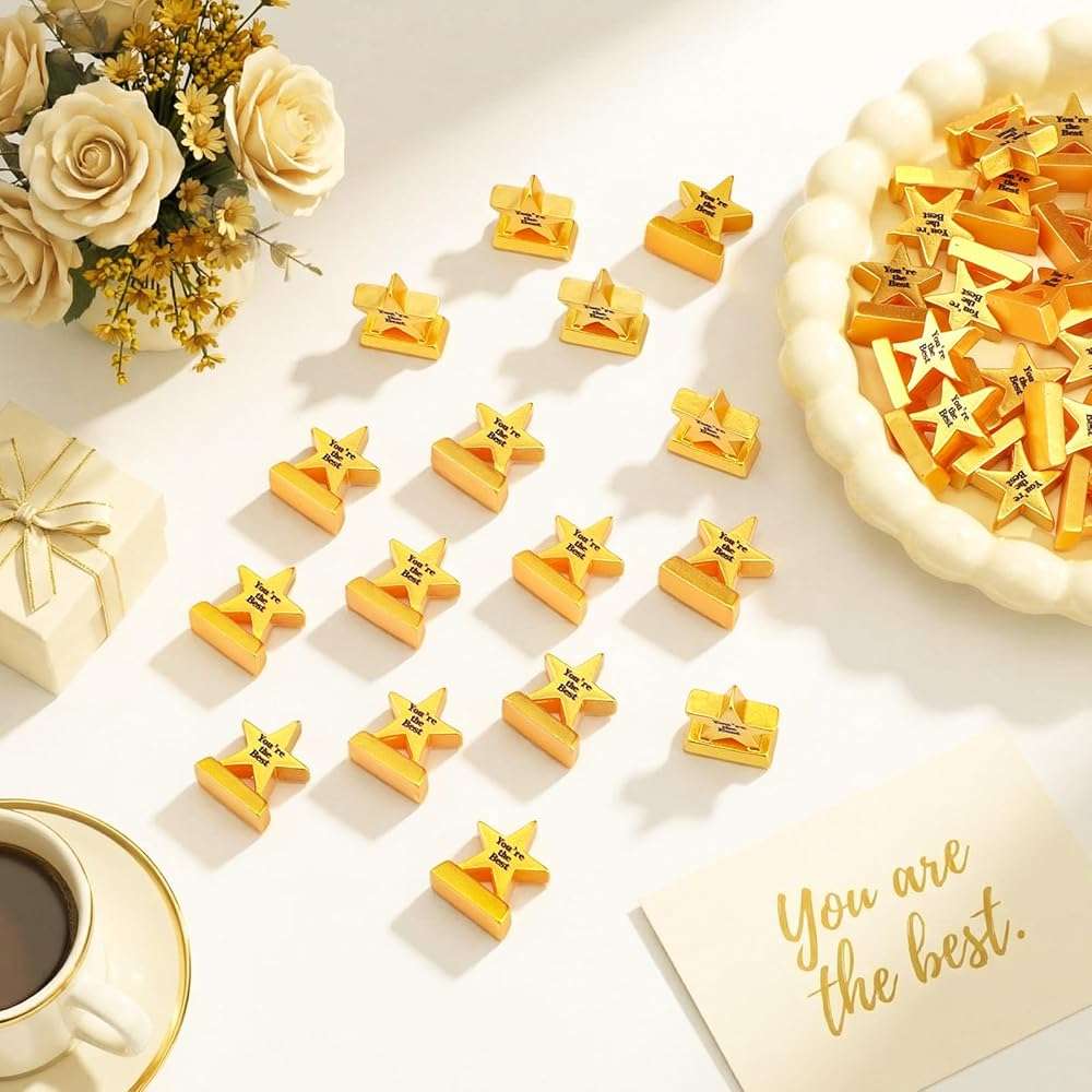 Leinuosen 50 Pcs Mini Resin Star Trophy Figurines Tiny Bulk Inspirational Award Trophy Miniatures You are The Best Employee Appreciation Gifts for Events Recognition Adults Office Graduation - Image 6