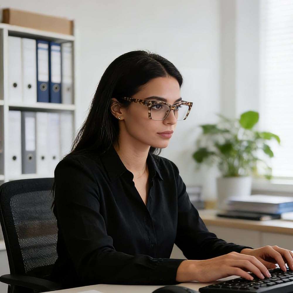 DXYXYO Reading Glasses for Women 3 Pack with Spring Hinge, Blue Light Blocking Readers with Square Thick Half Rimless Frame - Image 2