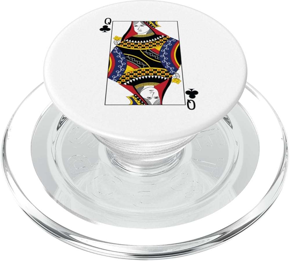 Queen Clubs Poker Card Playing Card Blackjack Card PopSockets PopGrip for MagSafe - Image 1