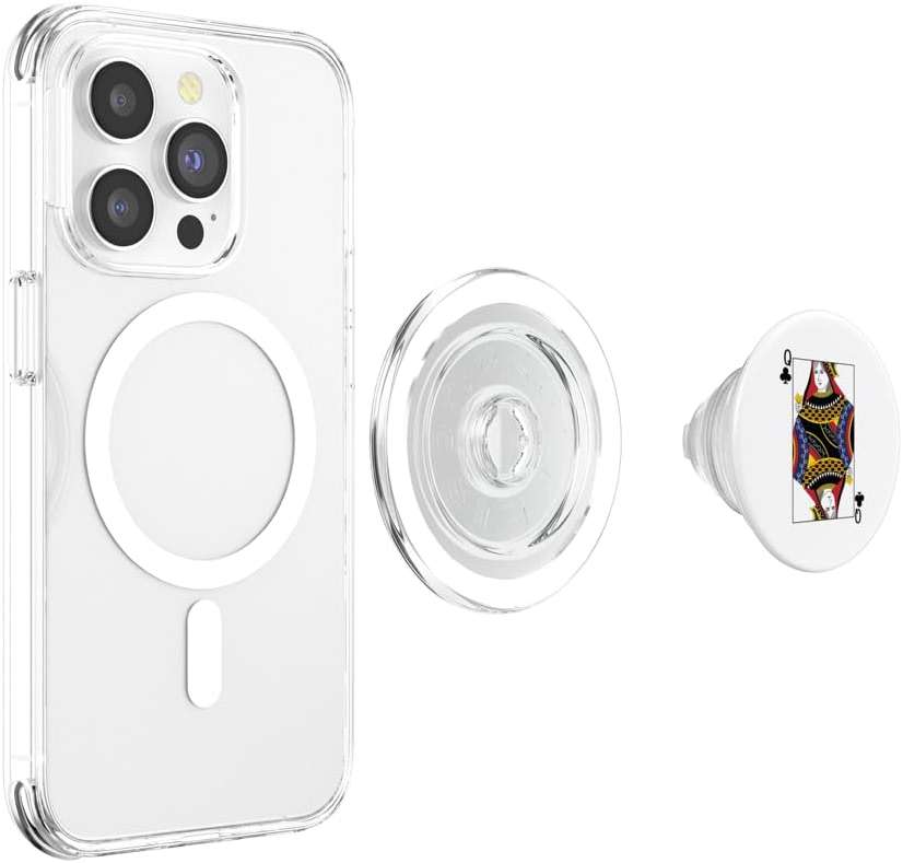 Queen Clubs Poker Card Playing Card Blackjack Card PopSockets PopGrip for MagSafe - Image 3