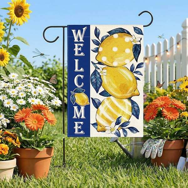 AVOIN colorlife Summer Lemon Garden Flag 12x18 Inch Double Sided Outside, Welcome Seasonal Farmhouse Burlap Yard Outdoor Decoration - Image 2