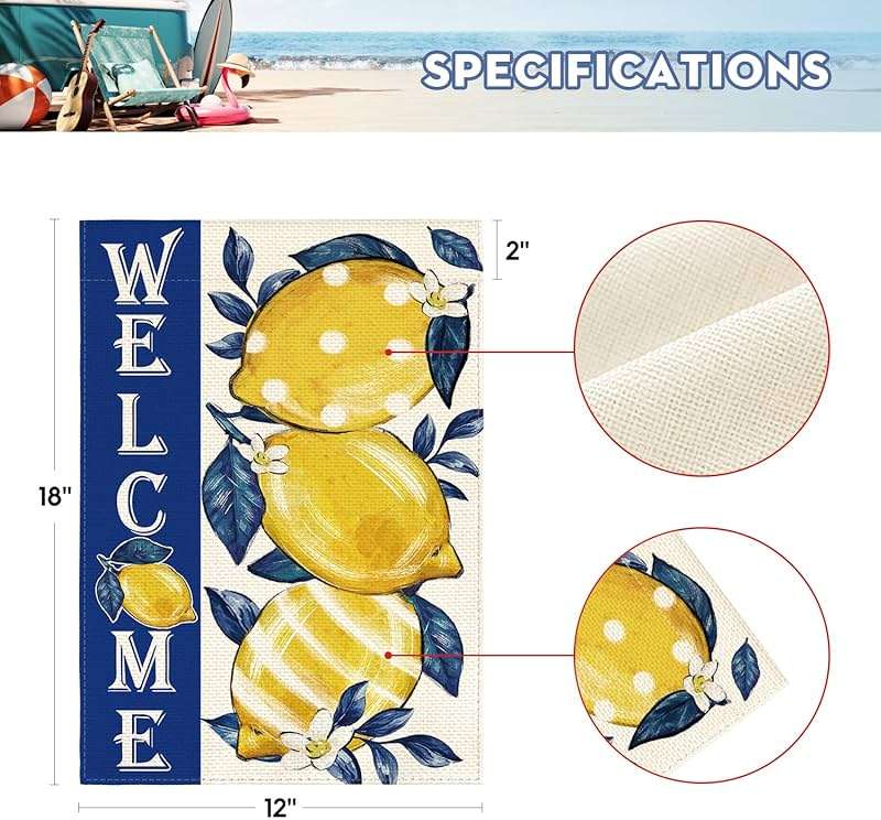 AVOIN colorlife Summer Lemon Garden Flag 12x18 Inch Double Sided Outside, Welcome Seasonal Farmhouse Burlap Yard Outdoor Decoration - Image 3