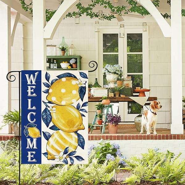 AVOIN colorlife Summer Lemon Garden Flag 12x18 Inch Double Sided Outside, Welcome Seasonal Farmhouse Burlap Yard Outdoor Decoration - Image 4