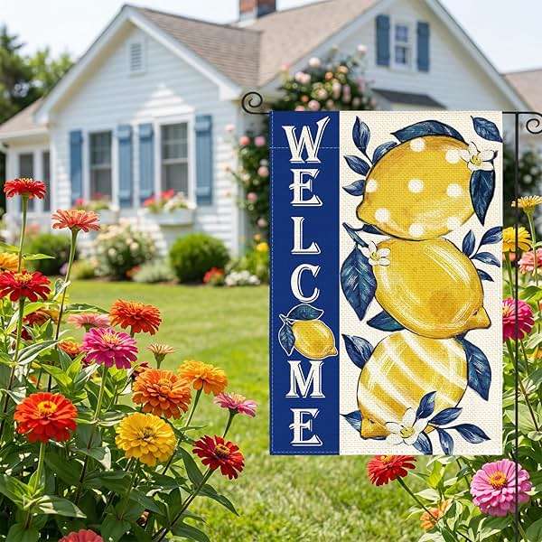 AVOIN colorlife Summer Lemon Garden Flag 12x18 Inch Double Sided Outside, Welcome Seasonal Farmhouse Burlap Yard Outdoor Decoration - Image 5