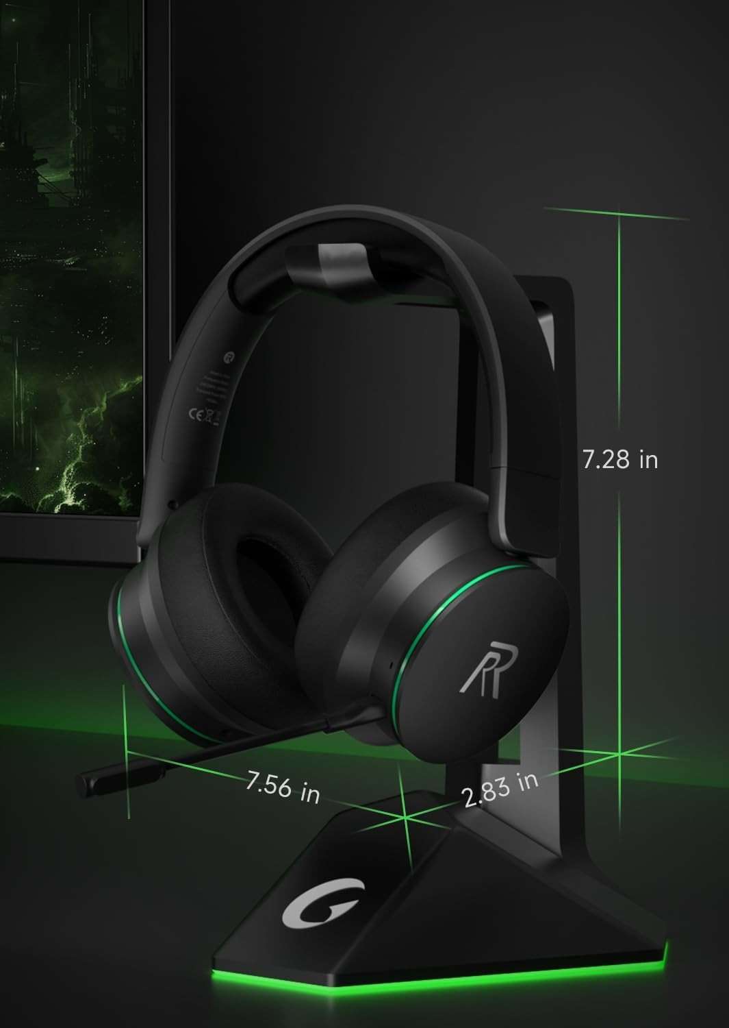 RYR Wireless Gaming Headset for Xbox Series X|S, Xbox One, PS5, PS4, Switch, Mac, Bluetooth 5.3, 3D Surround Sound, Rotatable Earmuffs, Gaming Headphones with Noise Canceling Microphones-Blackgreen - Image 9