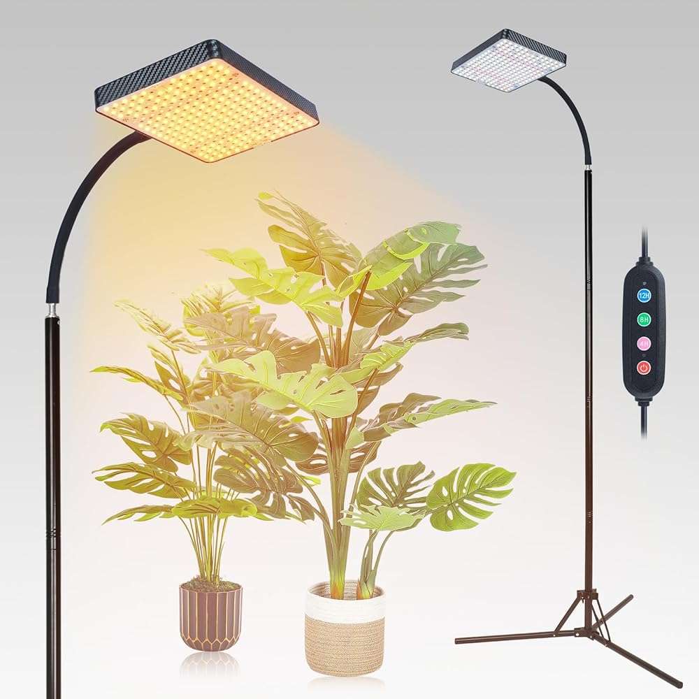 FECiDA 2026 Grow Lights with Upgraded Stand, Standing Grow Lights for Indoor Tall Plants, Bonsai Tree, 4/8/12/16/20 Hr Timer, 25 Watt Power Draw, NO Need Adapter, 24"-76" Height Adjustable - Image 1