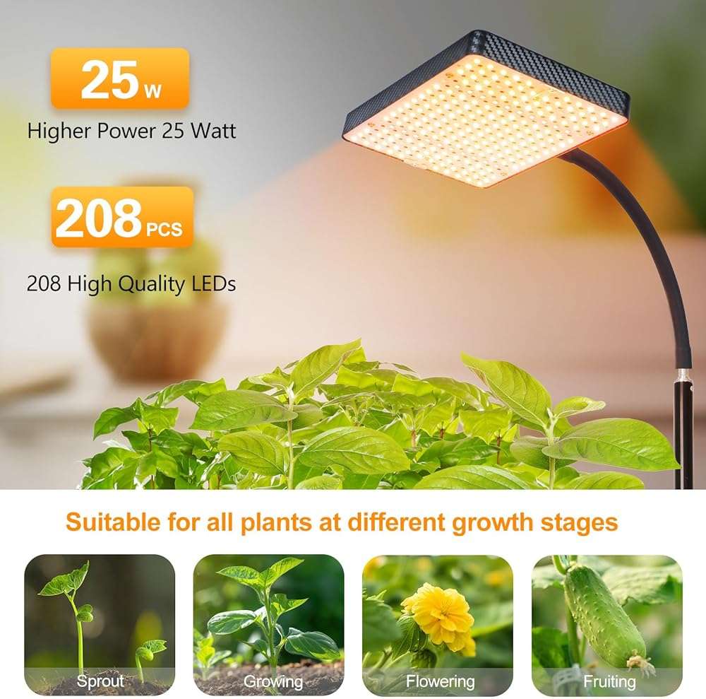 FECiDA 2026 Grow Lights with Upgraded Stand, Standing Grow Lights for Indoor Tall Plants, Bonsai Tree, 4/8/12/16/20 Hr Timer, 25 Watt Power Draw, NO Need Adapter, 24"-76" Height Adjustable - Image 5