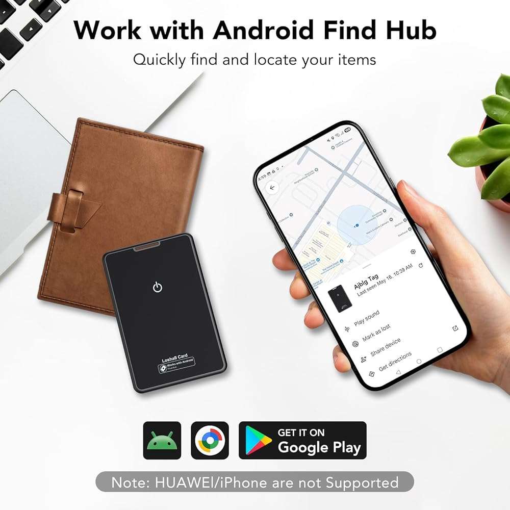 2 Pack Wallet Tracker Card for Android Bluetooth Tracker Work with Google Find Hub(Android Only), IP68 Waterproof, Item Finder for Bags, Keys, Passport - Image 2