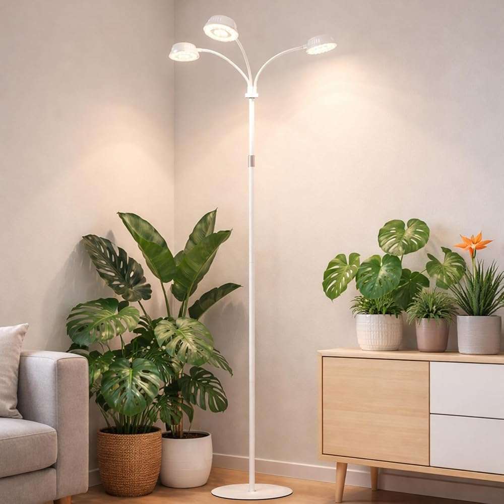 LORDEM Full Spectrum Plant Light for Indoor Growing,Tri-Head Grow Light with Stand for Large Plants,Auto ON/Off Timer 6/8/12/16H, 5 Dimmable Levels, 20-70 inches Adjustable Height - Image 6